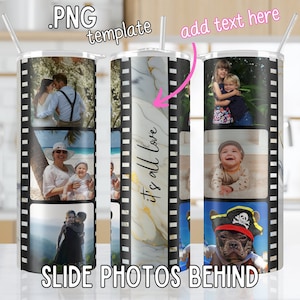 Family PHOTO Tumbler Wrap, Custom Pictures Tumbler PNG, Skinny Tumbler Template Add Photos Add Text, Digital Download, Customizable PNG