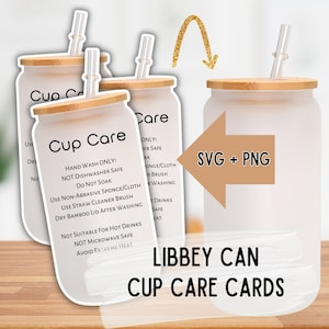 Tumbler Care Instructions for Glass Can Sublimation Crafter Care Card for Inserting in Hand Made Libbey Cup Wrap SVG Product Label Glass Cup