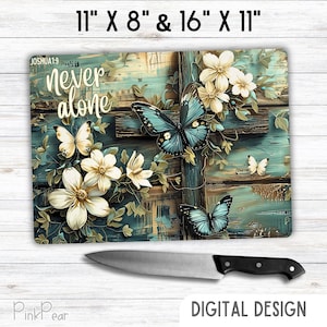 Christian Design Cutting Board PNG Bible Verse Sublimation Design with Cross Floral PNG Digital Download Sublimation Cutting Board Christian