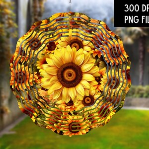 3D SUNFLOWERS Wind Spinner PNG Sunflower Sublimation Design Digital ...