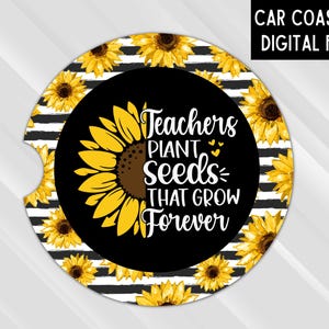 TEACHER Car Coaster Design Sublimation Car Coaster Teacher Sublimation PNG Coaster PNG Coaster Design Teachers Plant Seeds png