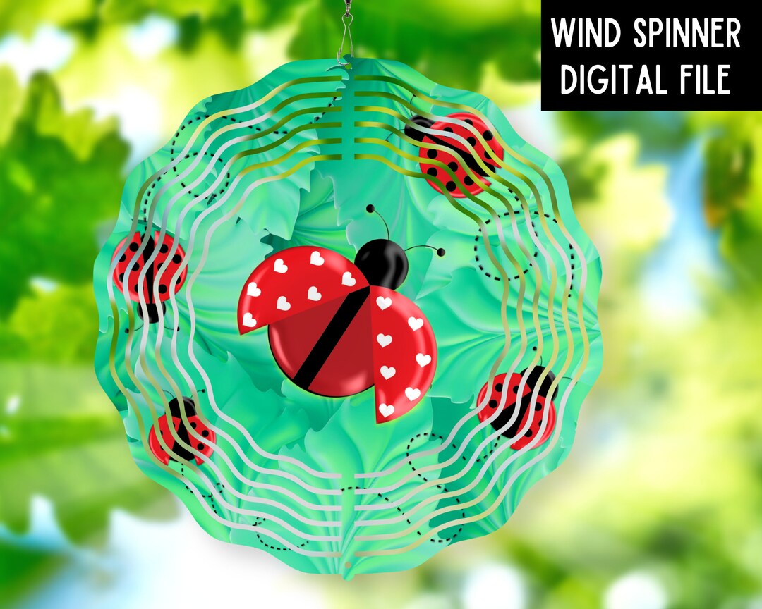 3D LADYBUG Wind Spinner PNG, 3D Sublimation Design, Digital Windspinner