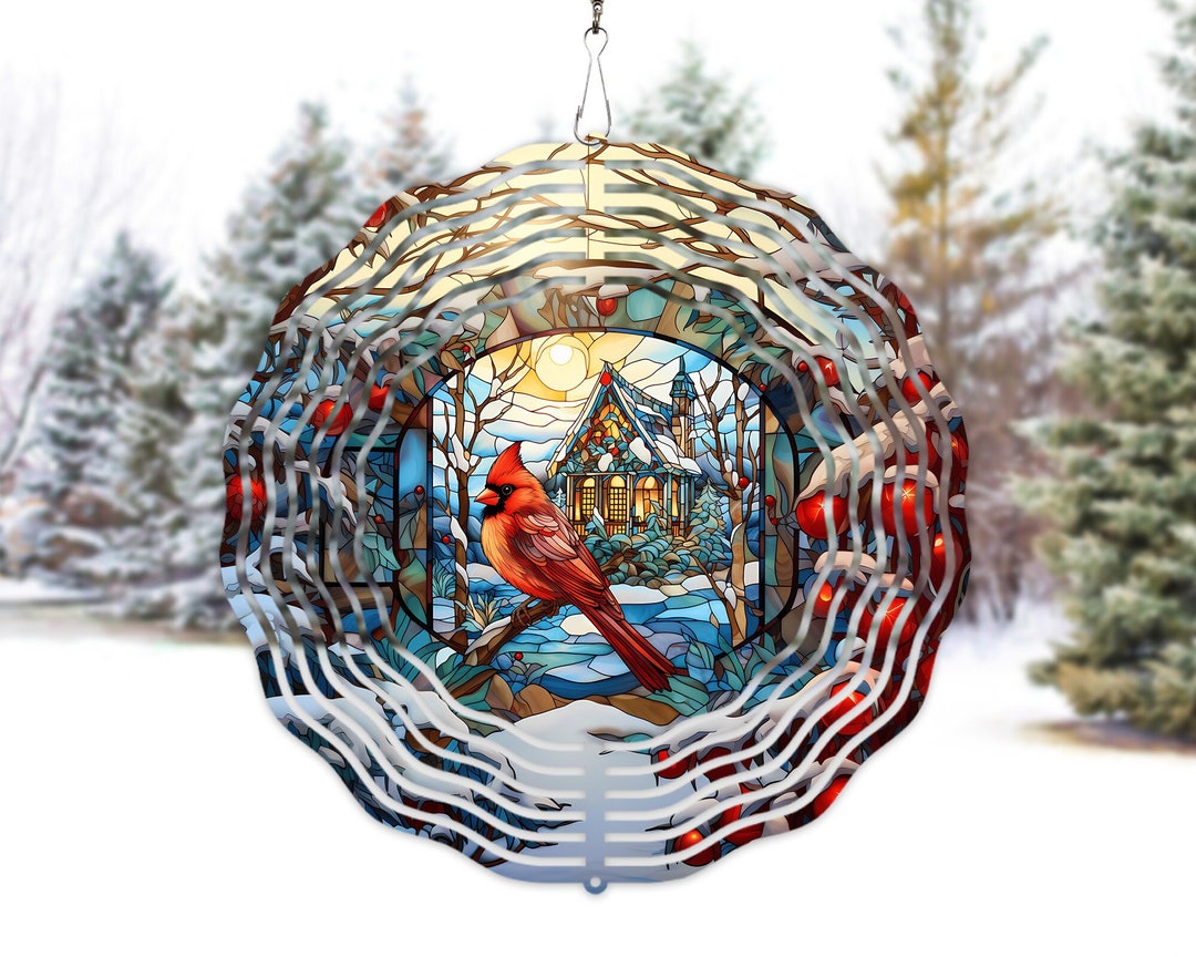 RED CARDINAL Wind Spinner PNG Red Cardinal Sublimation Design Stained