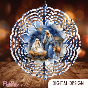 Nativity Wind Spinner Design Christian Sublimation PNG Christmas Graphic Porch Spinner Xmas Decoration Sublimation Digital File