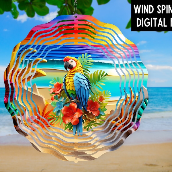 3D PARROT Wind Spinner PNG, 3D Sublimation Design, Digital Windspinner, Sublimation Wind Spinner, 3D Bird png for Sublimation, Tropical png