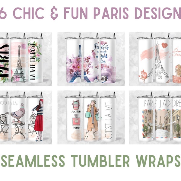 Paris Chic Tumbler Design 20oz Skinny Paris Tumbler Wrap PNG Paris Sublimation Design Digital Download Seamless Paris Chic Tumbler Wrap