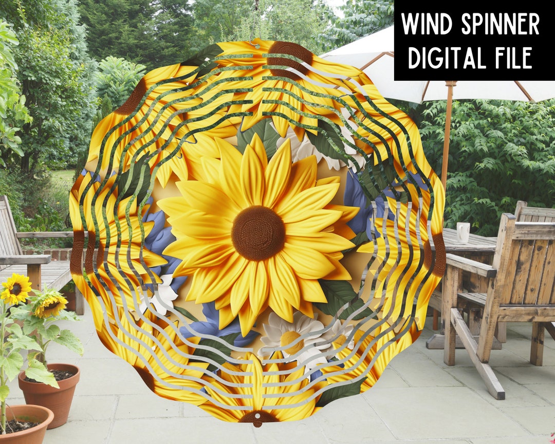 3D SUNFLOWERS Wind Spinner PNG 3D Sublimation Design Digital ...