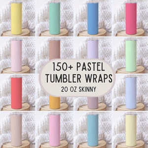 Pastel Colors Tumbler Wrap Bundle, 20 Oz Skinny Tumbler PNGs for Sublimation Tumblers, Sublimation Background PNG Bundle, Tumbler Template