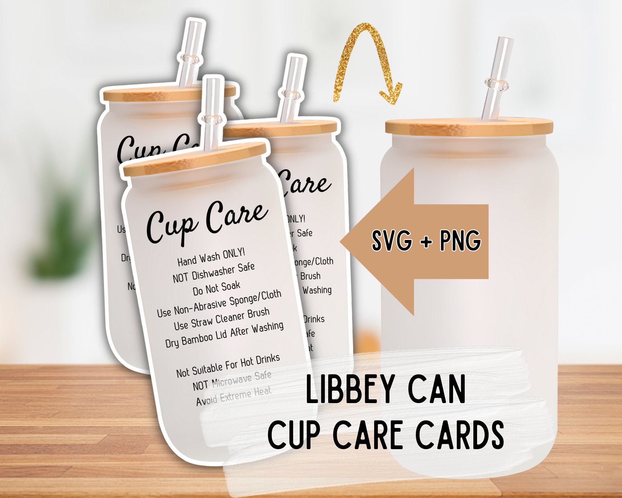 Glass Can Cup Care, Libby Glass Care Instructions, PNG Cup Care