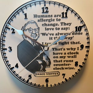 Horloge dans le sens inverse des aiguilles d'une montre Grace Hopper - Cadran de 20 cm (20 cm) - Modèle numérique