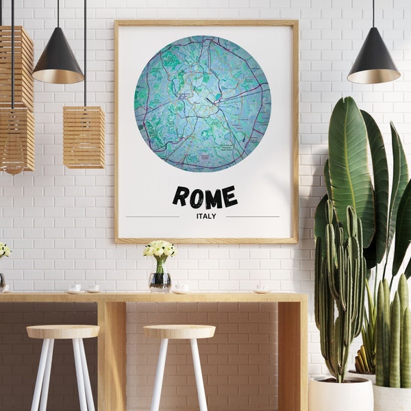 Rome Map Print, Rome Italy, Map of Rome, Rome Wall Art, Rome Map Poster, Italia, City Map Print, Modern Wall Art, Printable Wall Art,Map art