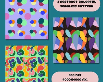 Abstract Digital Paper,Organic shapes seamless pattern,Hand Drawn Digital Paper, Neon blobs  background, fabric apparel print