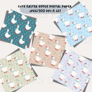 Cute Goose and Daisy Seamless Pattern Cute Girly Goose Repeating Goose Pattern Background Cute Duck Seamless Pattern PNG JPG Silly Goose PNG