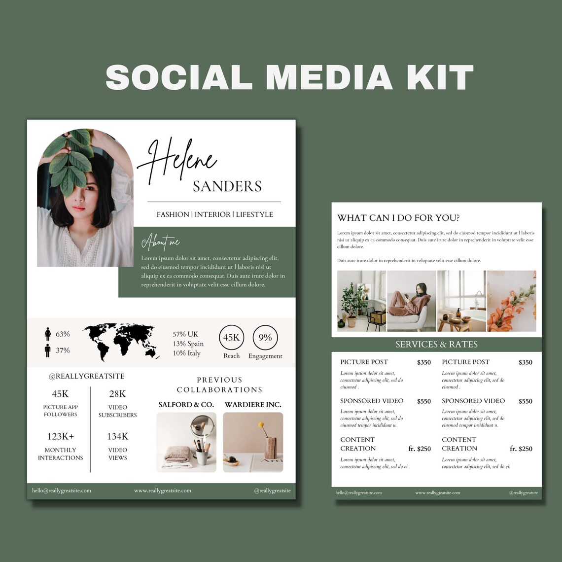 Social Media Kit Template Influencer Kit Media Kit Bloggers Etsy