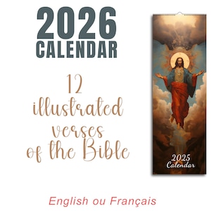2026 Calendar Bible Religion Jesus God Faith Christianity Church Gospel New Testament Ancient Believer Divine US and English Version