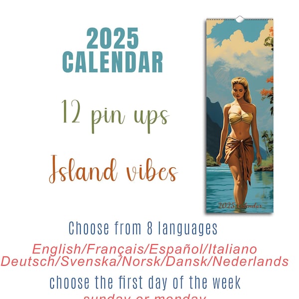 2025 Pin up Calendar Etsy