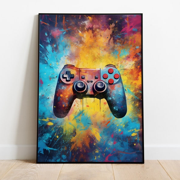 video game controller Poster graffiti Street art Wall Urban Art Pop Art Deco Kid  Gift Ideas Video Games Geek