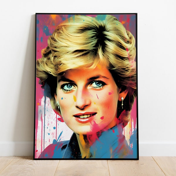Princess Diana Lady Di Poster graffiti Street art Wall Urban Art Pop Art Deco Gift Ideas Diane Queen United Kingdom King