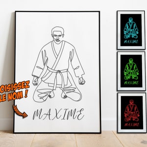Judo Personalization Poster Name Judoka Illustration Sport Art Print Judo Poster to Personalize Personalized Child Gift Idea