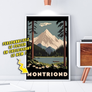 Personalized mountain landscape poster, relaxing poster, vintage and retro mountain poster