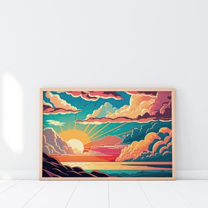 Poster Untergehende Sonne, Inseln, Sonnenuntergang, Ozean, Poster, Sonnenuntergang, Inseln, Sommer, künstlerisch, Urlaub, Heimdekoration, Geschenkideen, Wandkunst, Wandbild