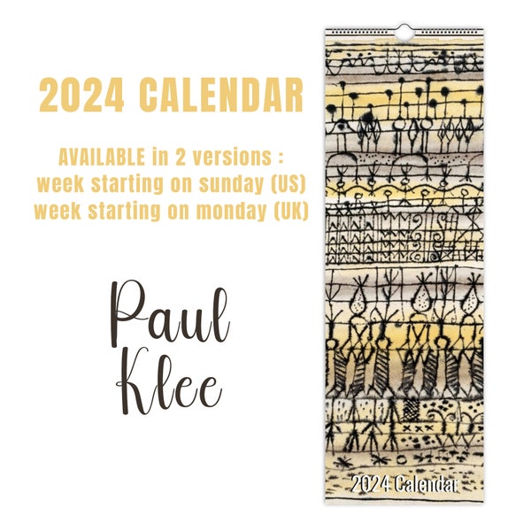 2024 Calendar Paul Klee Peinture Expressionnisme Art Abstrait Moderne Artiste Tableau Oeuvre Avant Garde Surréalisme Peintre US Uk version