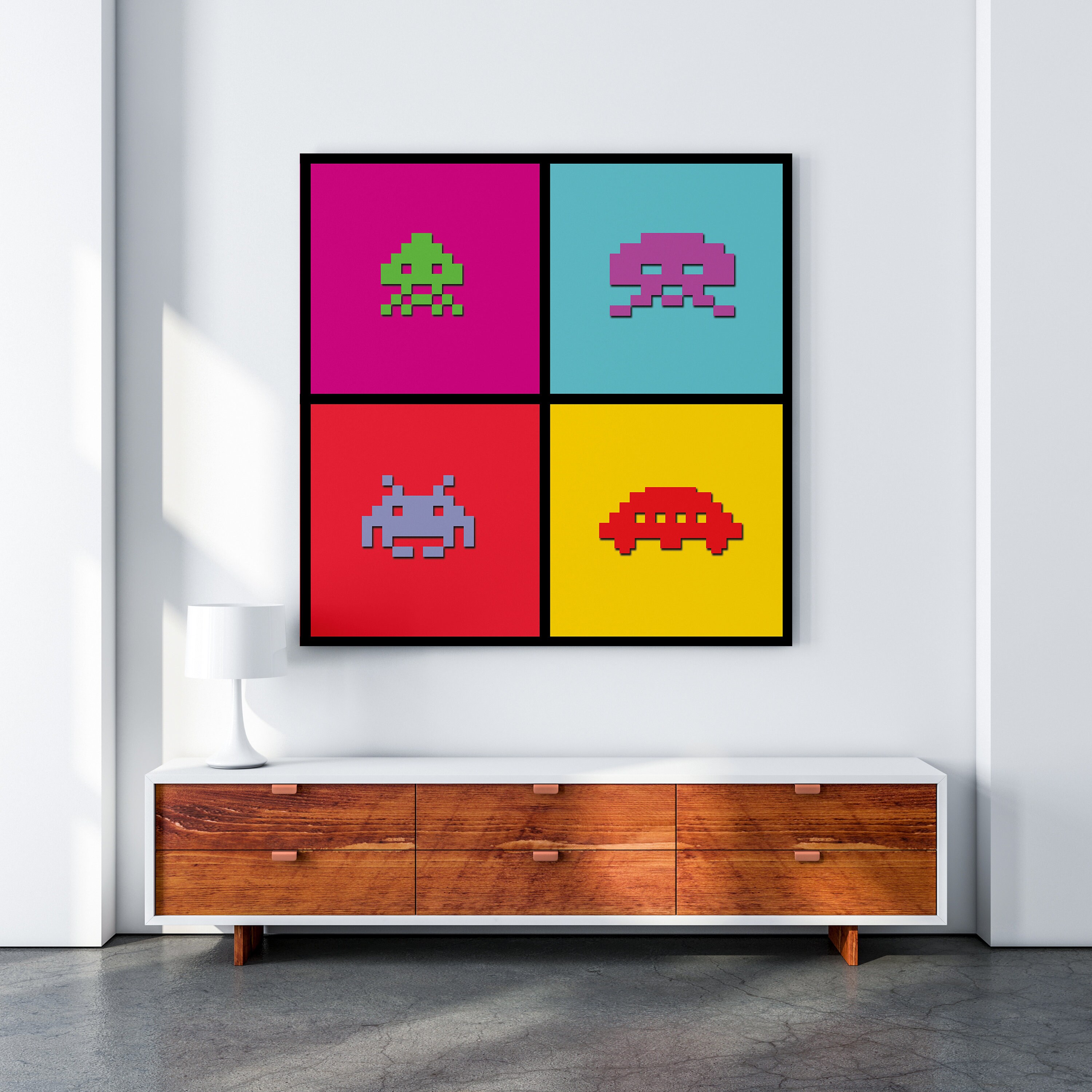 Space Invaders Arcade Game Poster Pixel Art Retro Gaming Vintage Geek ...