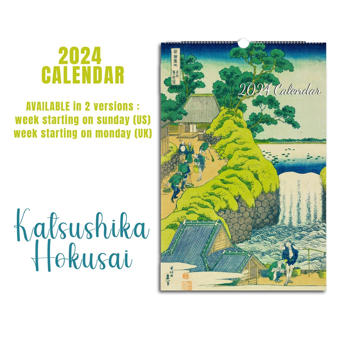 2024 Calendar Katsushika Hokusai Calendar Japan Vintage Retro Japanese