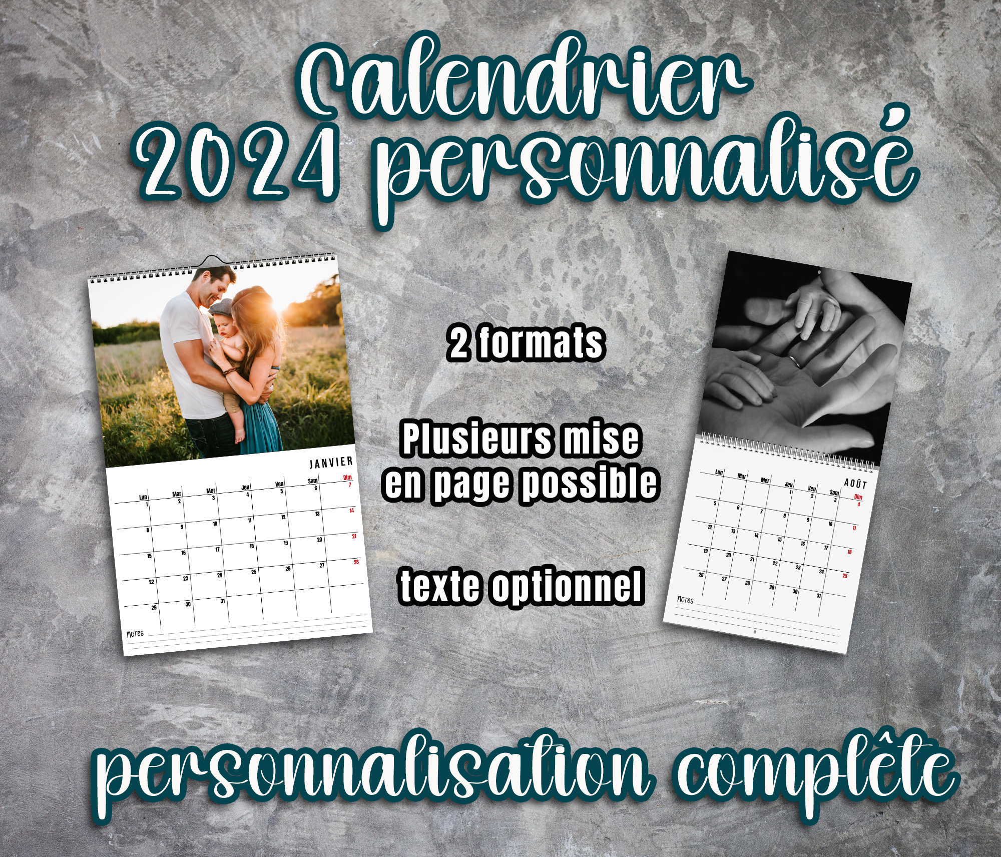 Custom Calendar 2024 Customization Full Personnalization Photo