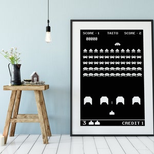 Space Invaders Arcade Game Poster Pixel Art Retro Gaming Vintage Geek ...