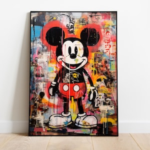 Poster Mickey Mouse graffiti Street art Muurkunst Stedelijke kunst Pop Art Deco Cadeau-ideeën Cartoon Minnie