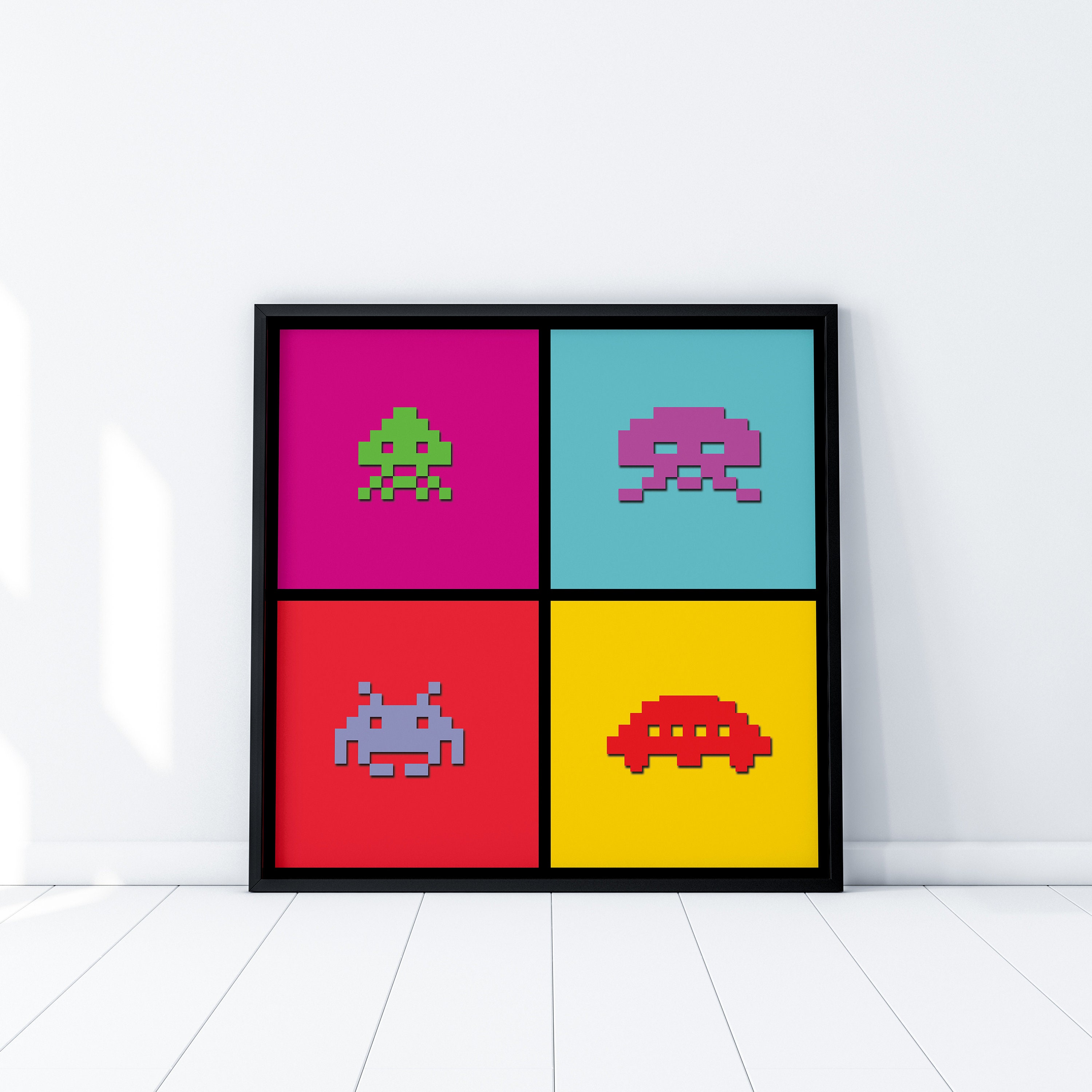 Space Invaders Arcade Game Poster Pixel Art Retro Gaming Vintage Geek ...