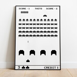 Space Invaders Arcade Game Poster Pixel Art Retro Gaming Vintage Geek ...