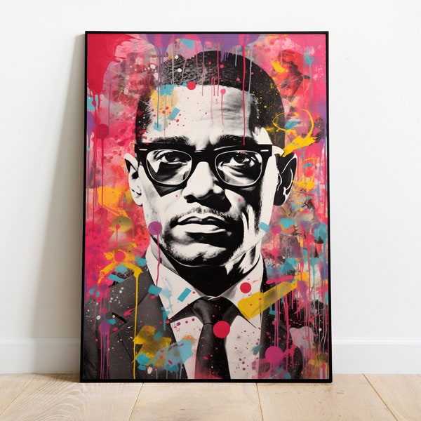 Malcom X Poster graffiti Street art Urbain Pop Art Deco USA Idées Cadeaux Politique