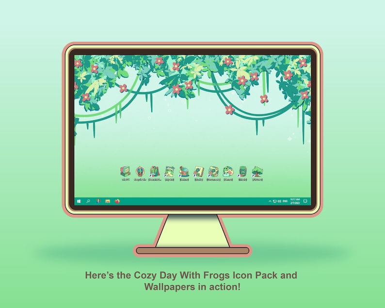 A Cozy Day With Frogs Aesthetic Computer Desktop Theme and - Etsy