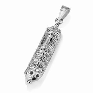 Gold Mezuzah Pendant, Bar mitzvah gift, Israeli pendant, Judaica Jewelry