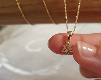 14k Gold Star of David Pendant, judaica gift, Bar mitzvah gift