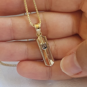 14k Gold Mezuzah Pendant, Mezuzah Necklace, Jewish Jewelry