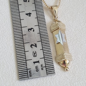 14k Gold Mezuzah Pendant, Mezuzah Necklace, Made in Israel