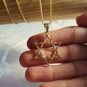14k gouden Davidster-hanger, Joodse hanger, Israëlische hanger, Joods cadeau, Magen David-ketting