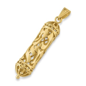 14k Gold Mezuzah Pendant, Mezuzah necklace, Bar mitzvah gift
