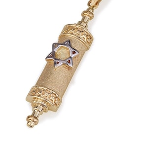 14k Gold Mezuzah Pendant, Mezuzah Necklace Pendant, Bar Mitzvah Gift, Jewish Gifts