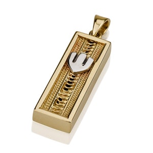 14k Gold Mezuzah Anhänger, Jedaica Schmuck, Bar Mitzwa Geschenk