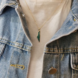 Pendentif carte d'Israël en or 14 carats, pendentif en pierre d'Eilat, collier Israël, fabriqué en Israël