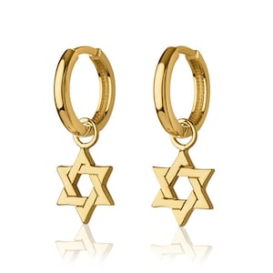 14k Gold Star of David Earrings: Jewish Jewelry