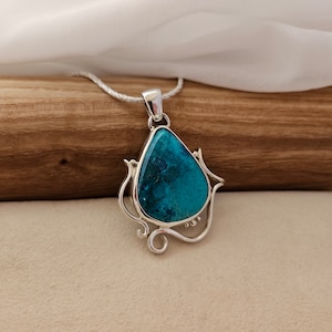 silver Eilat stone Pendant, Eilat stone jewelry, natural gemstone necklace