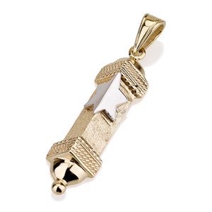 14k Gold Mezuzah Pendant, Mezuzah Necklace, Made in Israel
