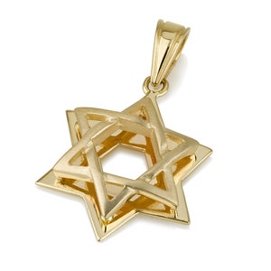14k solid Gold Star of David pendant, Judaica Jewelry, Bar Mitzvah Gift, Hanukkah Gift