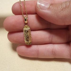 Gold Mezuzah Pendant, Bar mitzvah gift, Jewish pendant, Israeli pendant,