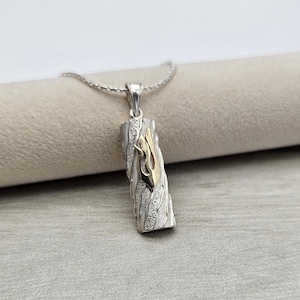 Silver and 14k Gold Mezuzah Pendant, Judaica Jewelry